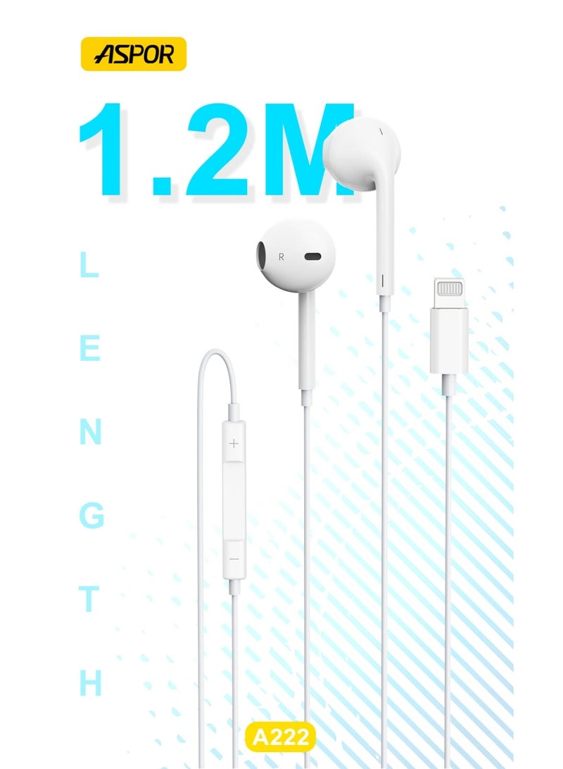 أسبور سماعات أذن سلكية عالية الدقة ASPOR A222 مزودة بمقبس صوت Lightning لأجهزة iPhone - Image 2